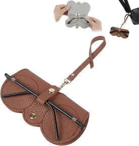 3 Pcs Soft Leather Sunglasses Bag, Portable Glasses Case Holder Sunglasses Pouch with Wrist Strap, Slim Glass Organizer Case