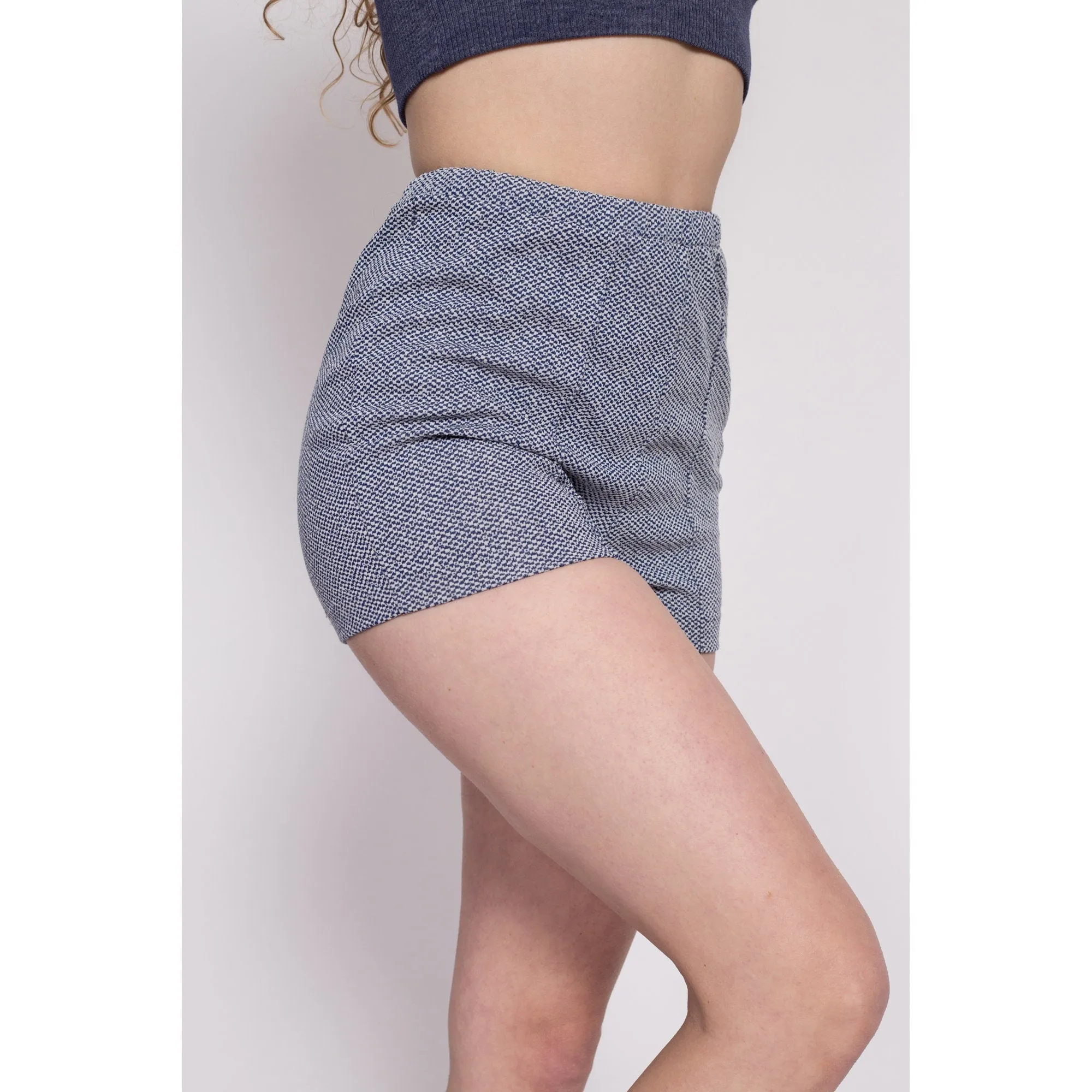 70s Blue High Waisted Hot Pants - Small