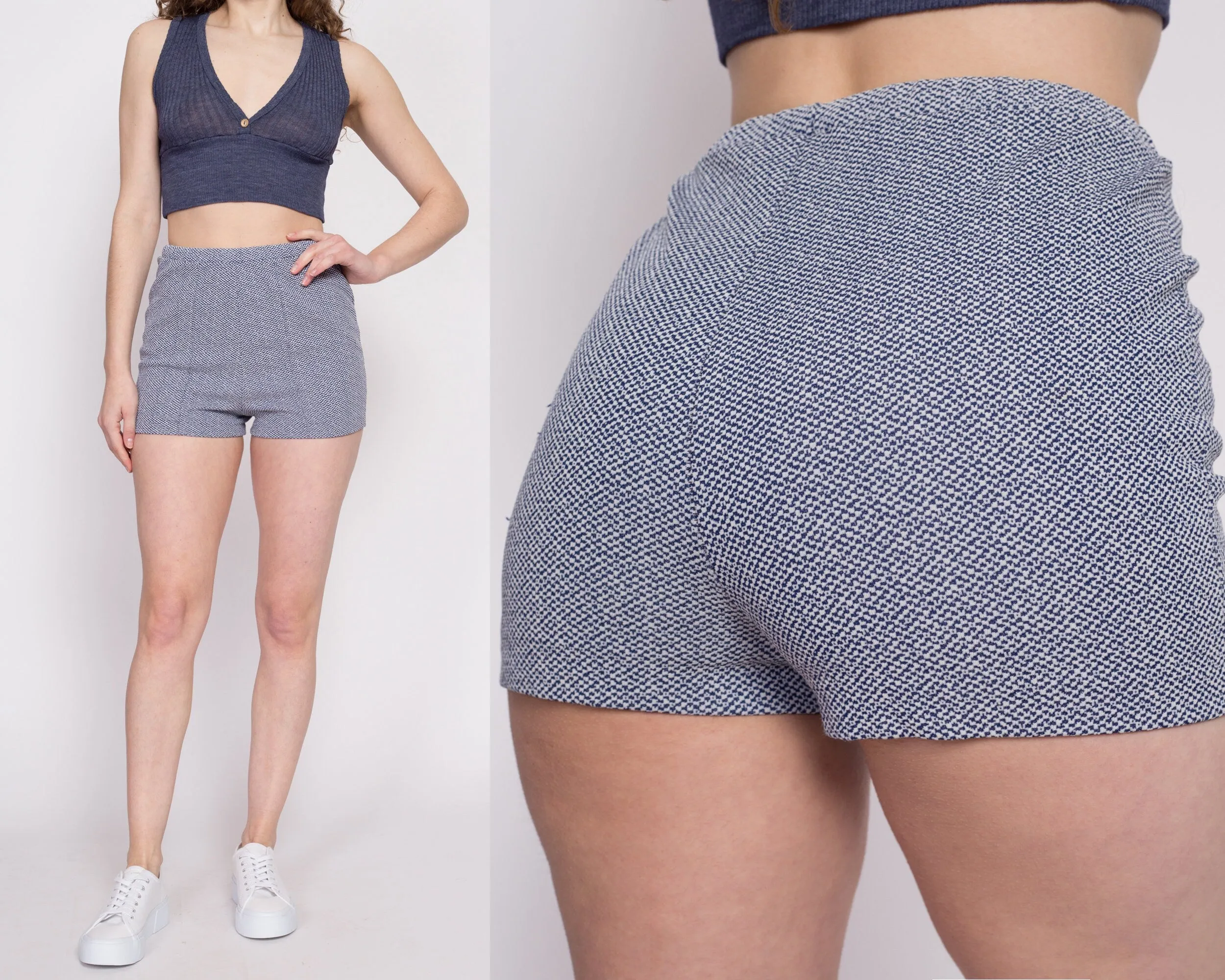70s Blue High Waisted Hot Pants - Small