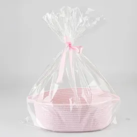Baby Gifts Basket Empty with Gifts Bag and Ribbon13x10x5 Gift Baskets to Fill Easter Baskets Birthday Baskets Small Woven Cotton Rope Basket Baby Toy Baske pink, large