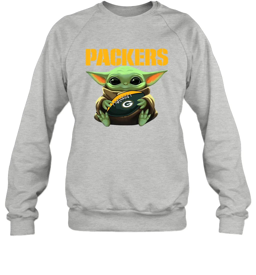 Baby Yoda Loves The Green Bay Packers Star Wars Baby Yoda Hugs Packers NFL Adult Sweatshirt