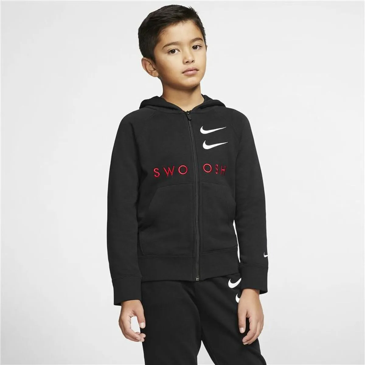 Children'S Sports Jacket Nike Swoosh Black