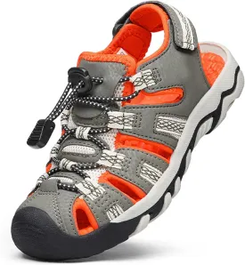DREAM PAIRS Boys Girls Summer Outdoor Athletic Sport Sandals Walking Hiking Hook and Loop Adjustable Multicolor for Toddler/Little/Big Kids,Size 6 Big Kid,Olive/Green/Beige/Orange,160912-K