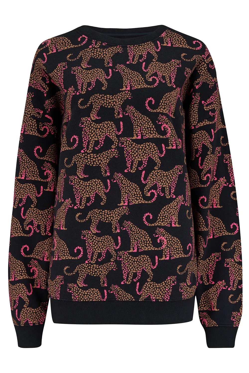 Eadie Relaxed Sweatshirt - Black, Leopard Spots