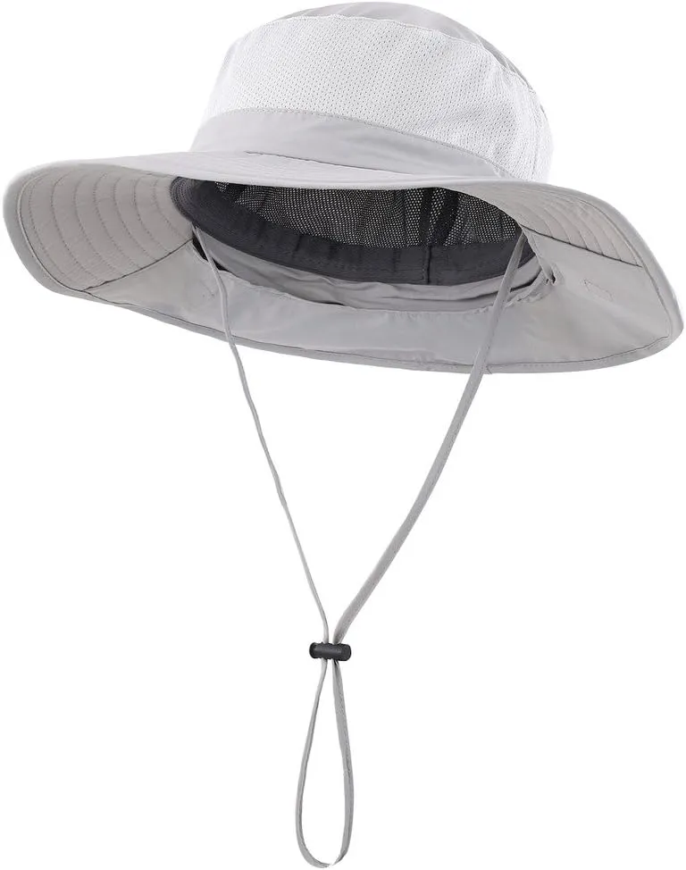 Home Prefer Outdoor UPF50  Mesh Sun Hat Wide Brim Fishing Hat with Neck Flap Sun Hat for Men Women