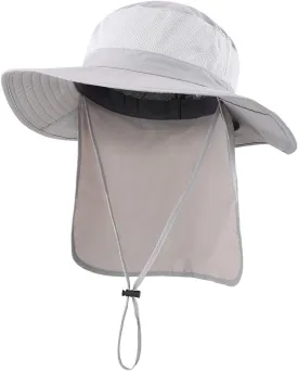 Home Prefer Outdoor UPF50  Mesh Sun Hat Wide Brim Fishing Hat with Neck Flap Sun Hat for Men Women