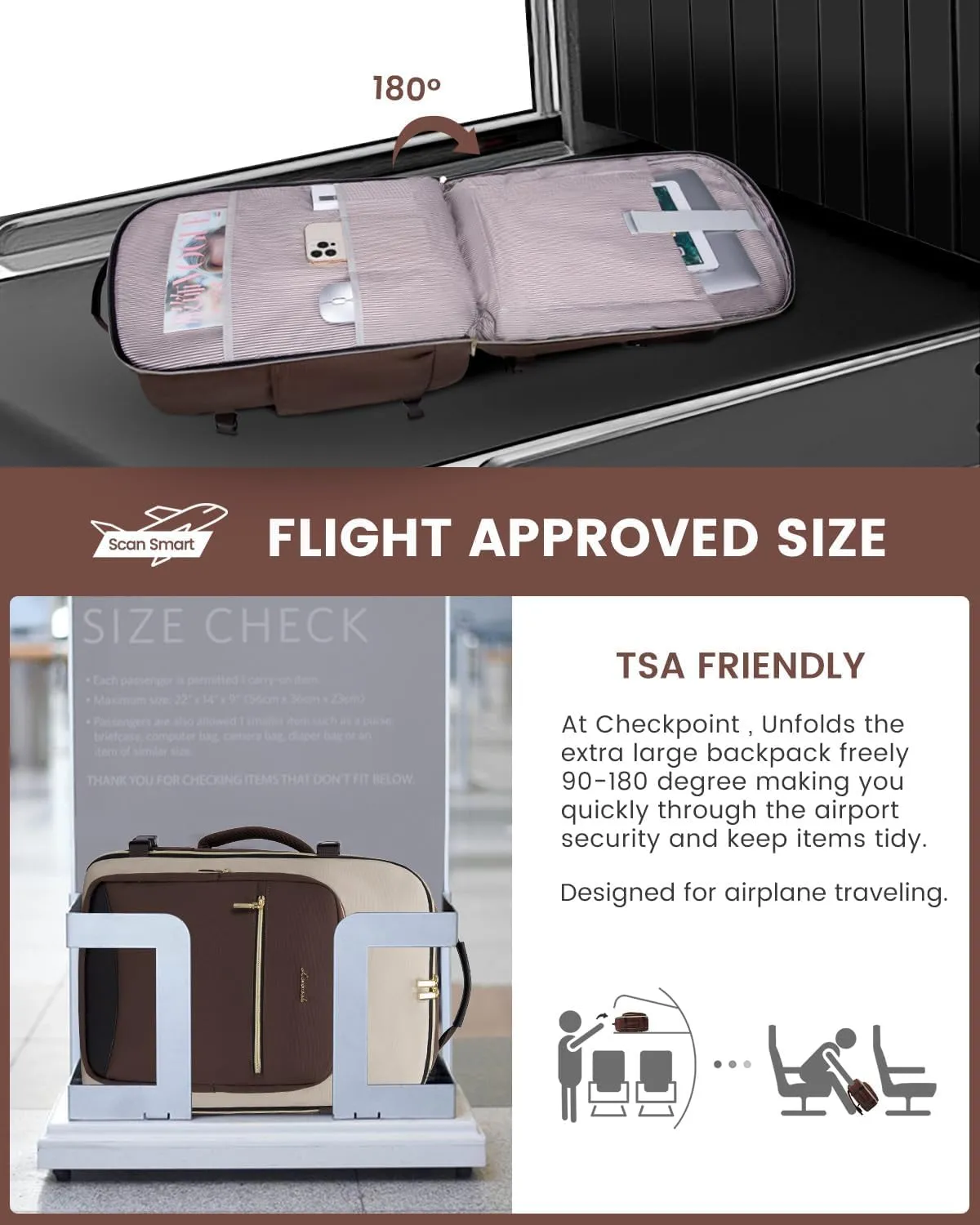 LOVEVOOK 40L Travel Backpack for Women & Men, Large Carry on Backpack for Airplanes with 3 Packing Cubes, TSA Personal Item Travel Bag fits 17" Laptop, Waterproof Weekender Essentials Airline Approved