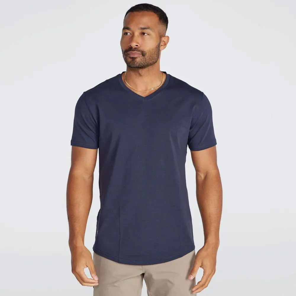 Men's Drop-Cut V-Neck ?C Plain Tshirts for Men ?C Soft Polyester, Cotton, Spandex ?C Moisture Wicking, Wrinkle Resistant