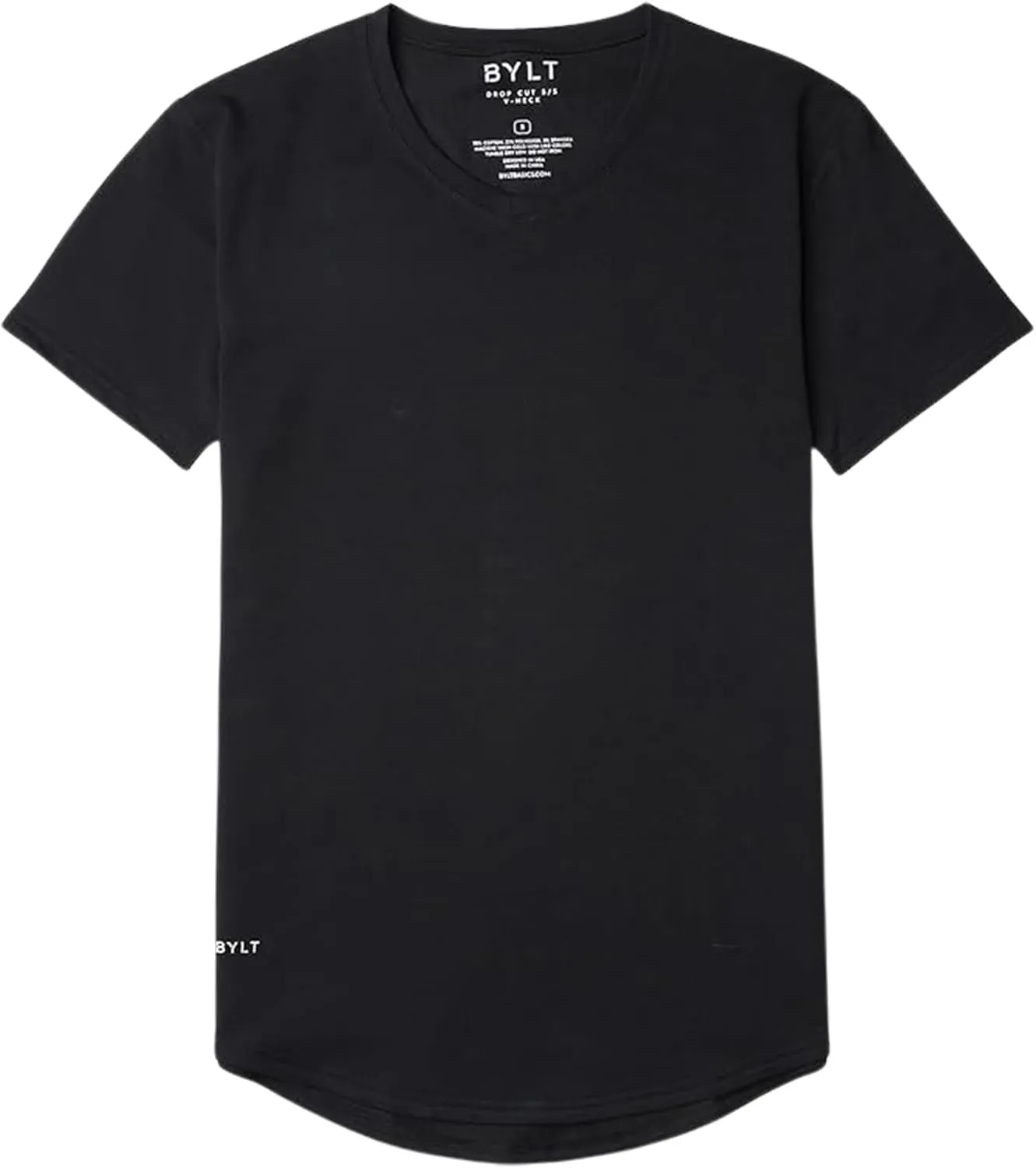 Men's Drop-Cut V-Neck ?C Plain Tshirts for Men ?C Soft Polyester, Cotton, Spandex ?C Moisture Wicking, Wrinkle Resistant