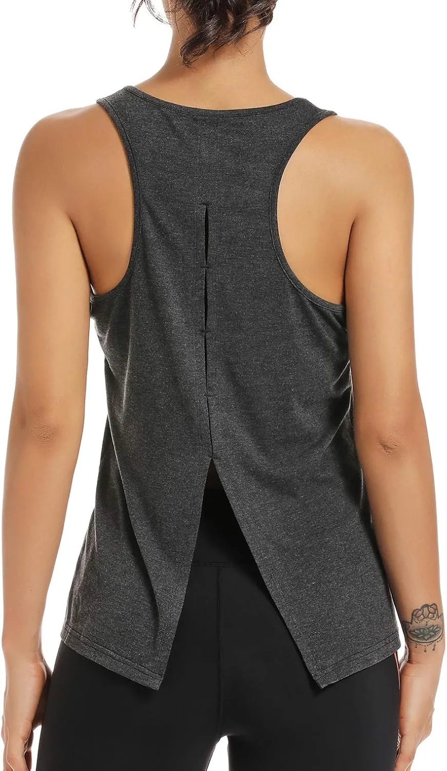 Muzniuer Womens Yoga Workout Tops-Cute Open Back Running Gym Activewear Sports Shirt for Women