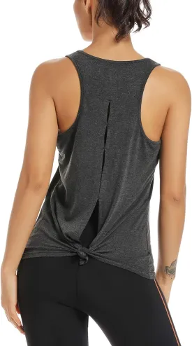 Muzniuer Womens Yoga Workout Tops-Cute Open Back Running Gym Activewear Sports Shirt for Women