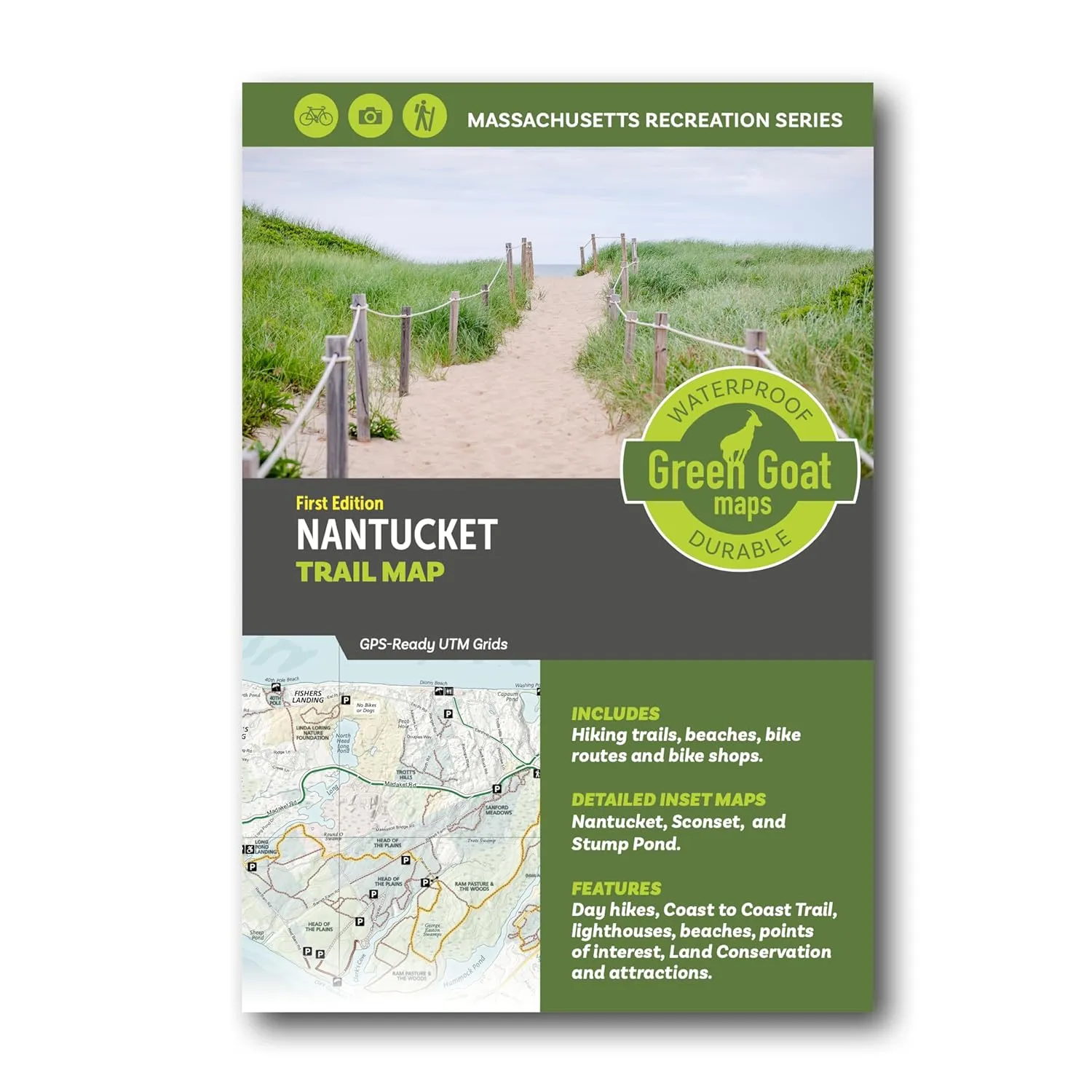 Nantucket Trail | Massachusetts Nantucket Island Outdoor Adventure Map | The Ultimate Guide for Outdoor Enthusiasts | Waterproof & Tear Resistant Map