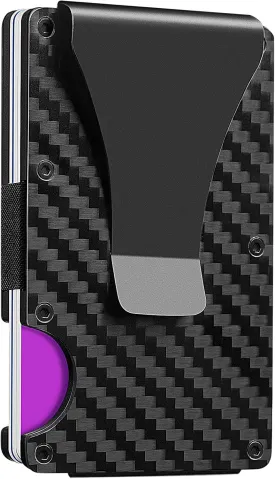 RFID Signal Blocking Minimalist Wallet for Men,Carbon Fiber Money Clip Wallet Credit Card Holder for Husband Business Partner Pocket Wallets