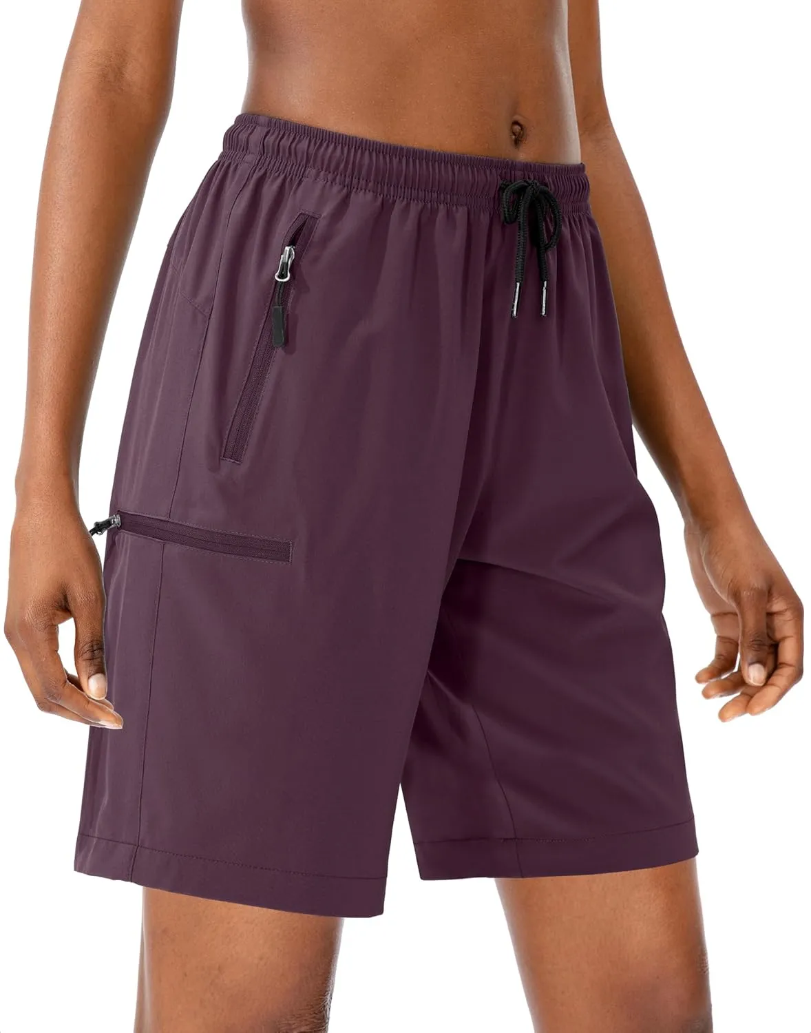 SANTINY Women's 5''/ 7''/9'' Hiking Cargo Shorts Quick Dry Lightweight Summer Shorts for Women Athletic Golf Zipper Pockets