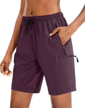 SANTINY Women's 5''/ 7''/9'' Hiking Cargo Shorts Quick Dry Lightweight Summer Shorts for Women Athletic Golf Zipper Pockets