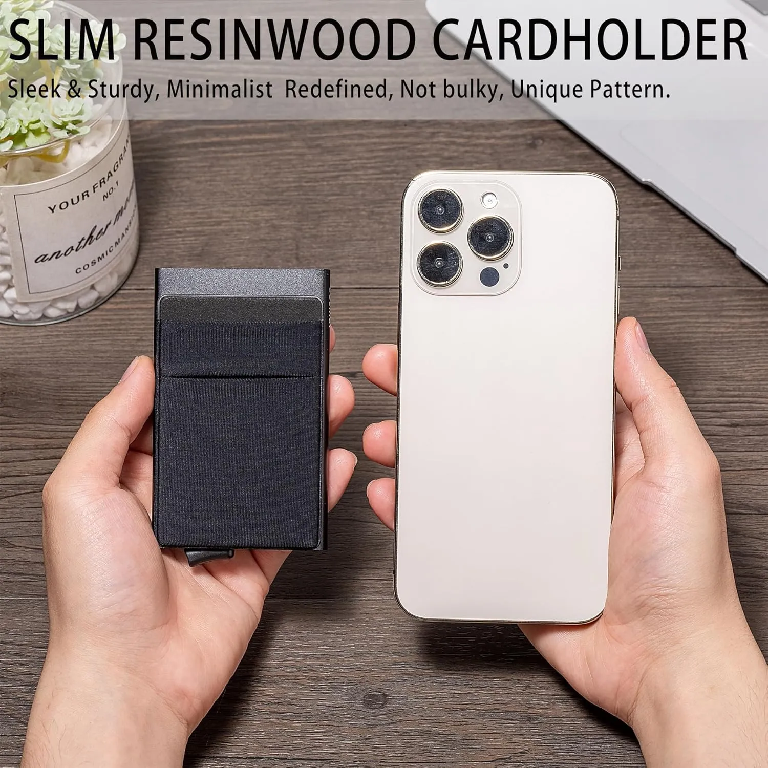 Slim Wallet for Men,RFID Blocking Pop up Card Holder Minimalist Business Credit Card Wallet with Money Pocket & Money Clip Metal Card Case(Matte Black)