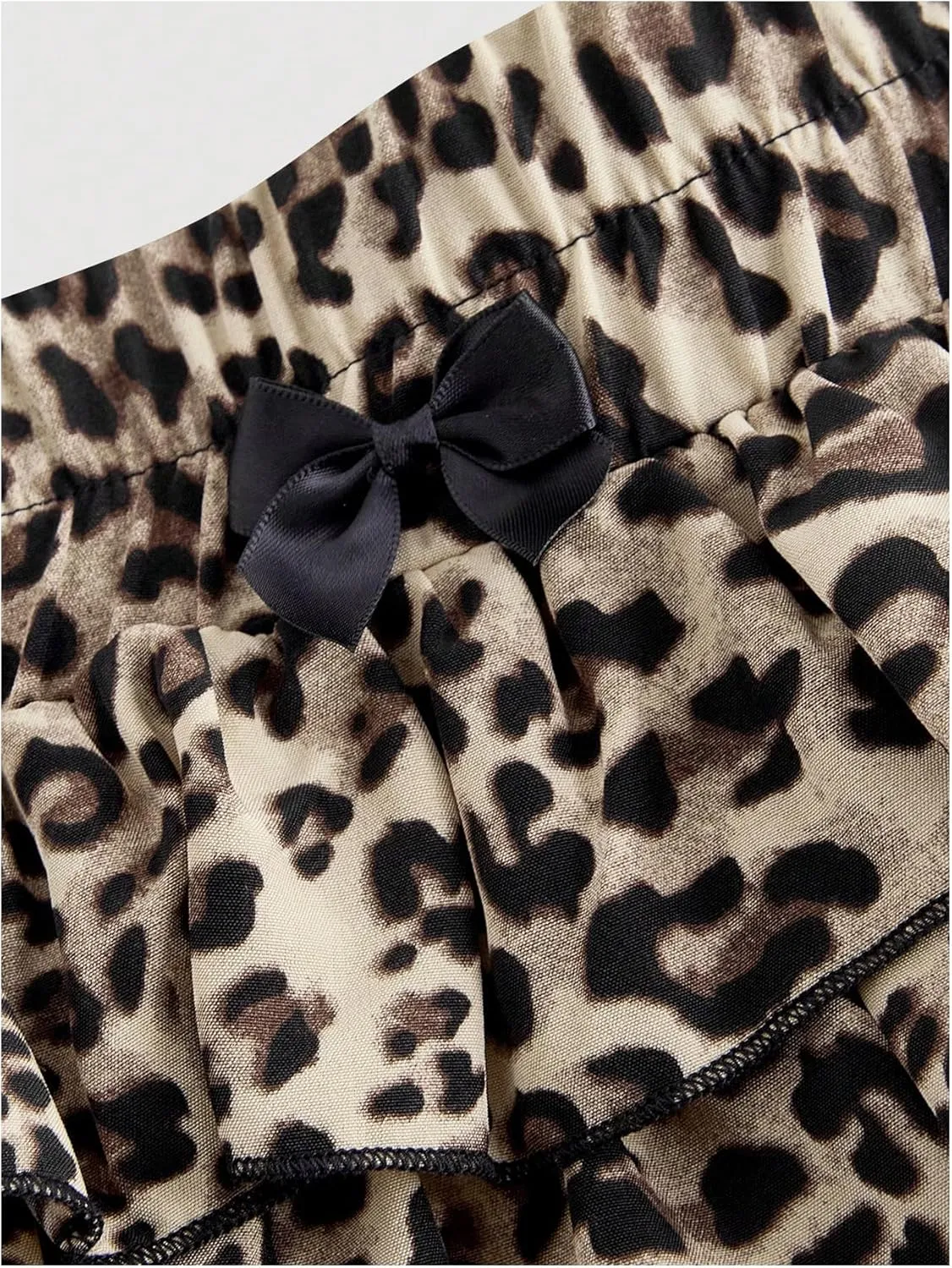 Verdusa Girl's Y2K Leopard Print Ruffle Shorts Layered Bloomer Shorts