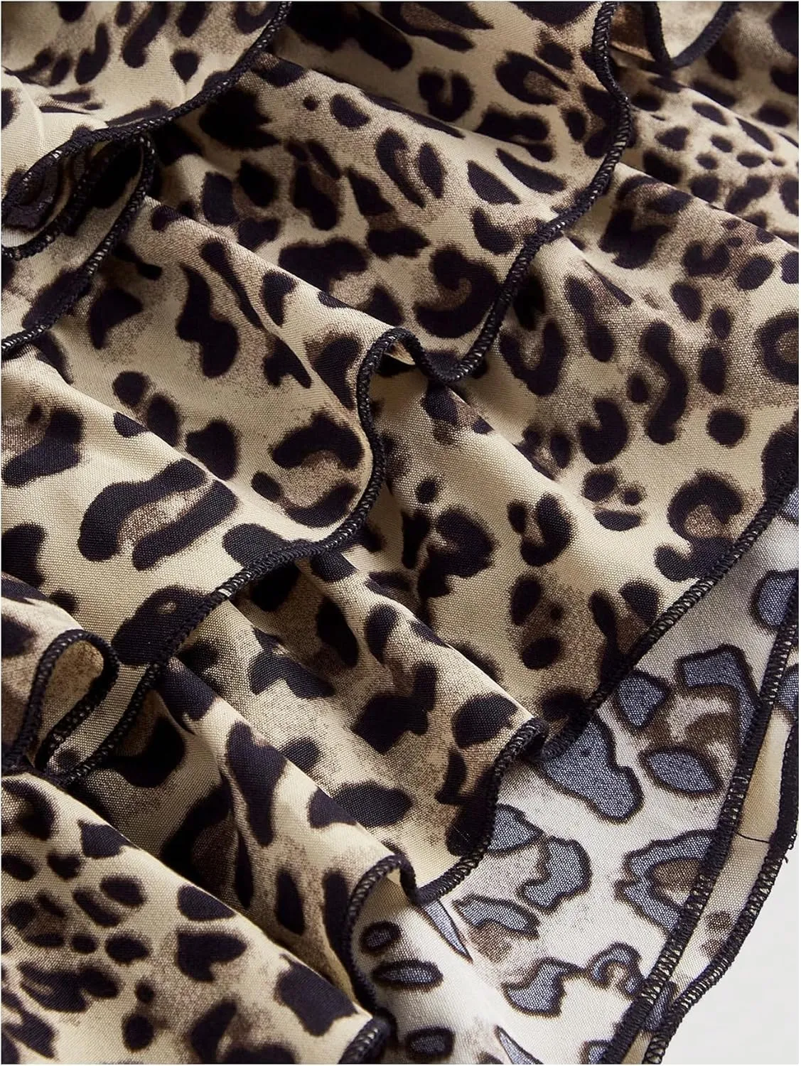 Verdusa Girl's Y2K Leopard Print Ruffle Shorts Layered Bloomer Shorts