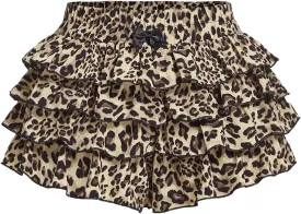 Verdusa Girl's Y2K Leopard Print Ruffle Shorts Layered Bloomer Shorts