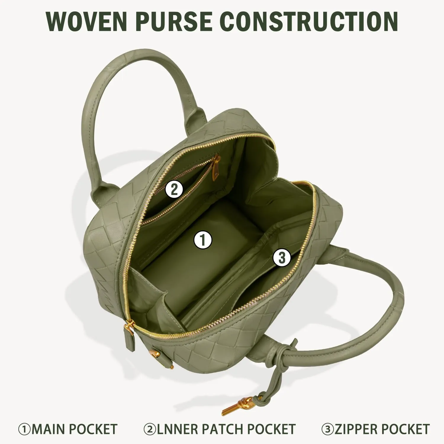 Woven Bag for Women Top Handle Satchel Handbag Crossbody Bag PU Leather Shoulder Bag Woven Purses for Women